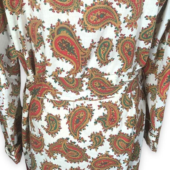 Vintage Towncraft Penn-Prest Paisley Print Unisex Robe Belted Dressing Gown - Picture 5 of 13